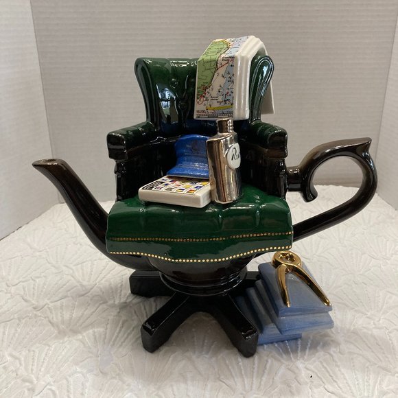 Teapot Richard Parrington Designs Military Naval Officer Captain's Chair Green